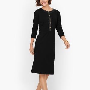 Talbots Black Midi Dress with Button Detail